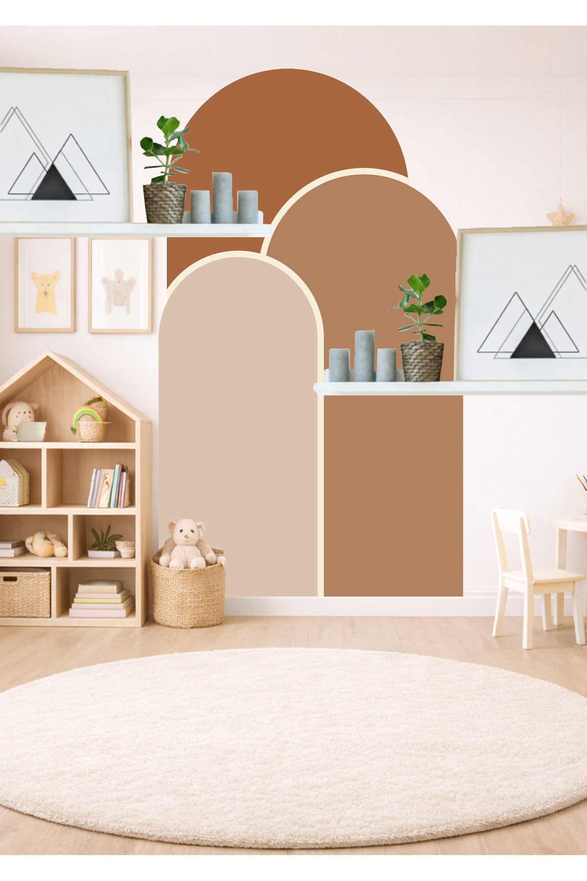 Boho Oval Kemer Çizgili 3’lü Duvar Sticker Seti - Renk-2