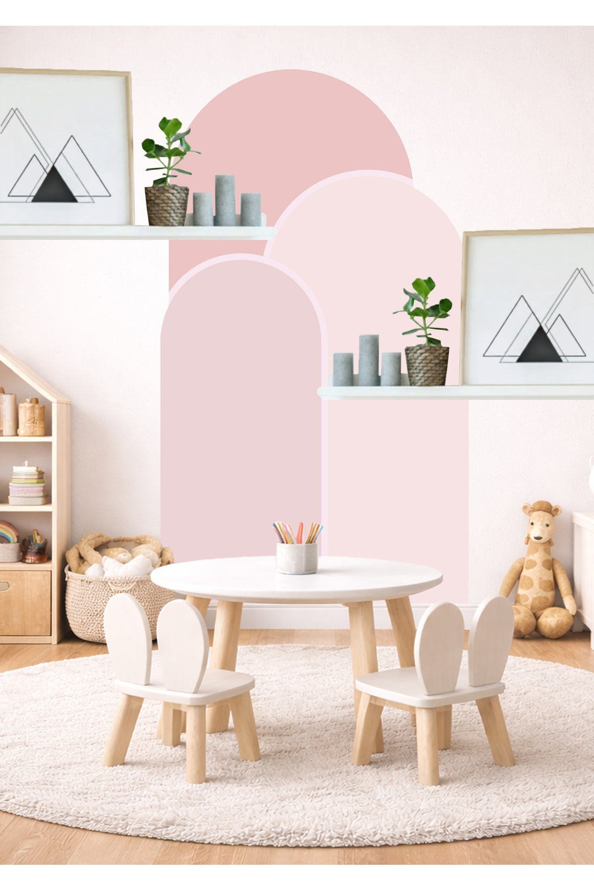 Boho Oval Kemer Çizgili 3’lü Duvar Sticker Seti - Renk-3