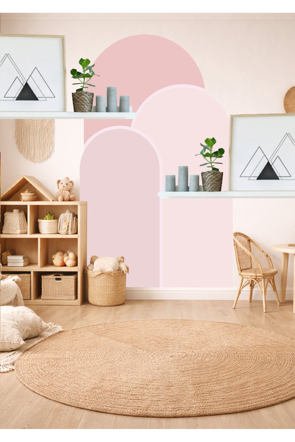 Boho Oval Kemer Çizgili 3’lü Duvar Sticker Seti - Renk-3