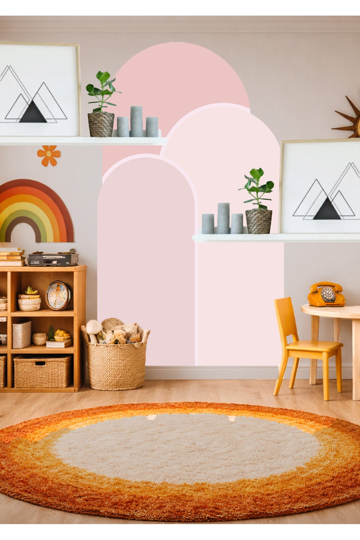 Boho Oval Kemer Çizgili 3’lü Duvar Sticker Seti - Renk-3