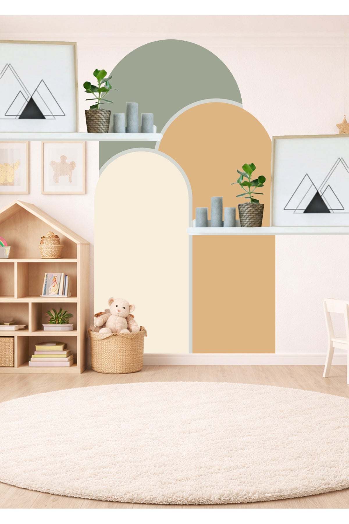 Boho Oval Kemer Çizgili 3’lü Duvar Sticker Seti - Renk-4