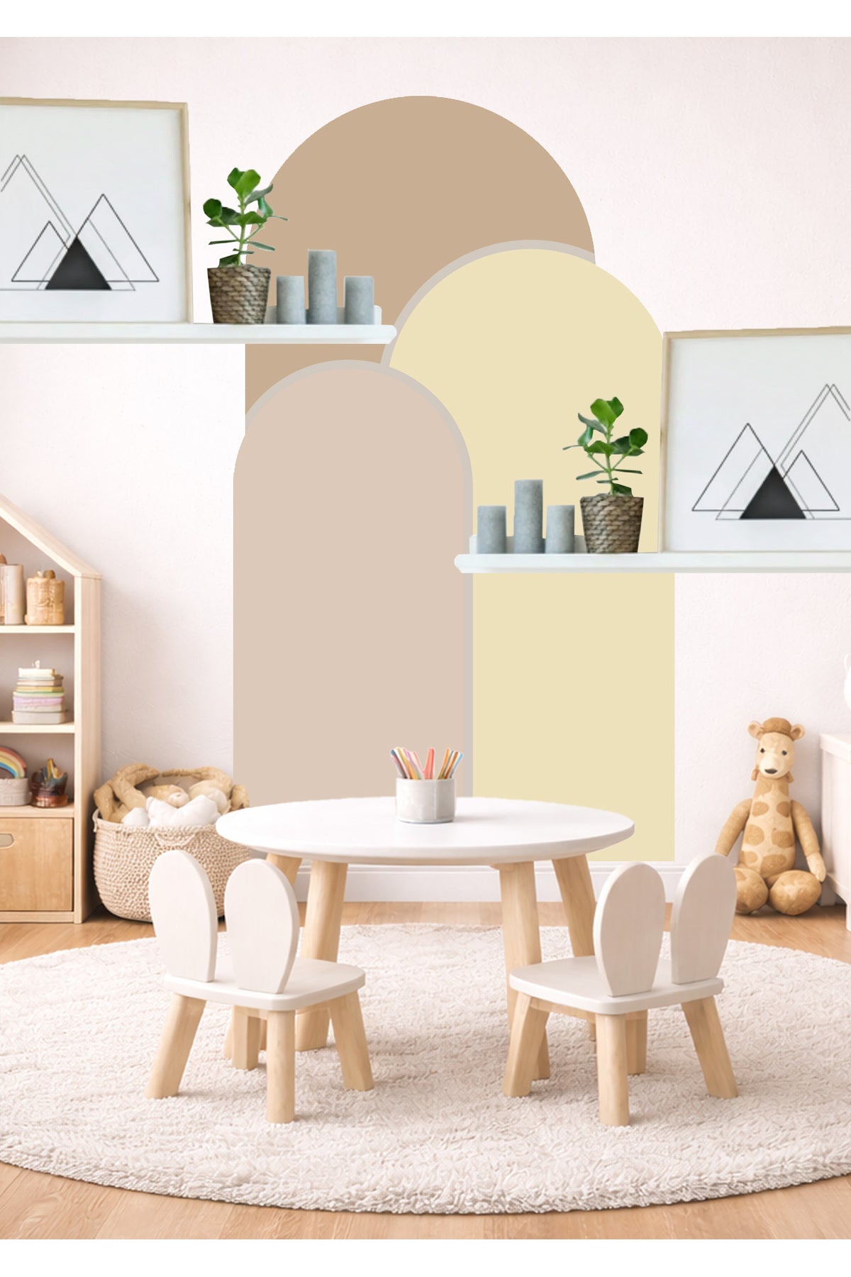 Boho Oval Kemer Çizgili 3’lü Duvar Sticker Seti - Renk-5
