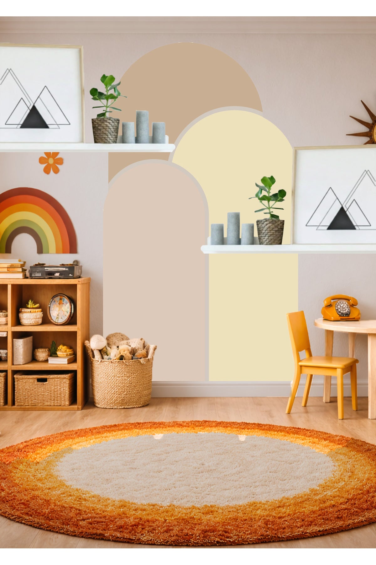 Boho Oval Kemer Çizgili 3’lü Duvar Sticker Seti - Renk-5