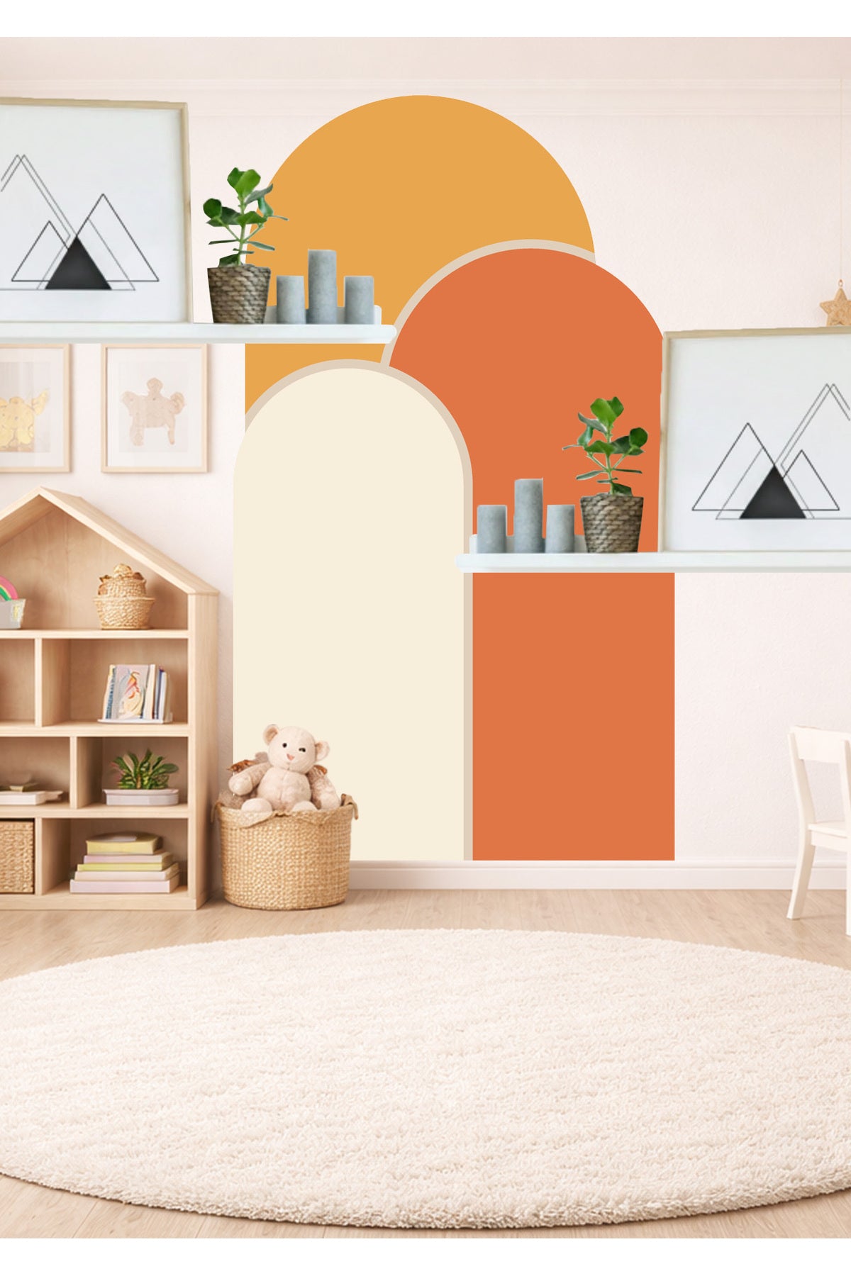 Boho Oval Kemer Çizgili 3’lü Duvar Sticker Seti - Renk-6