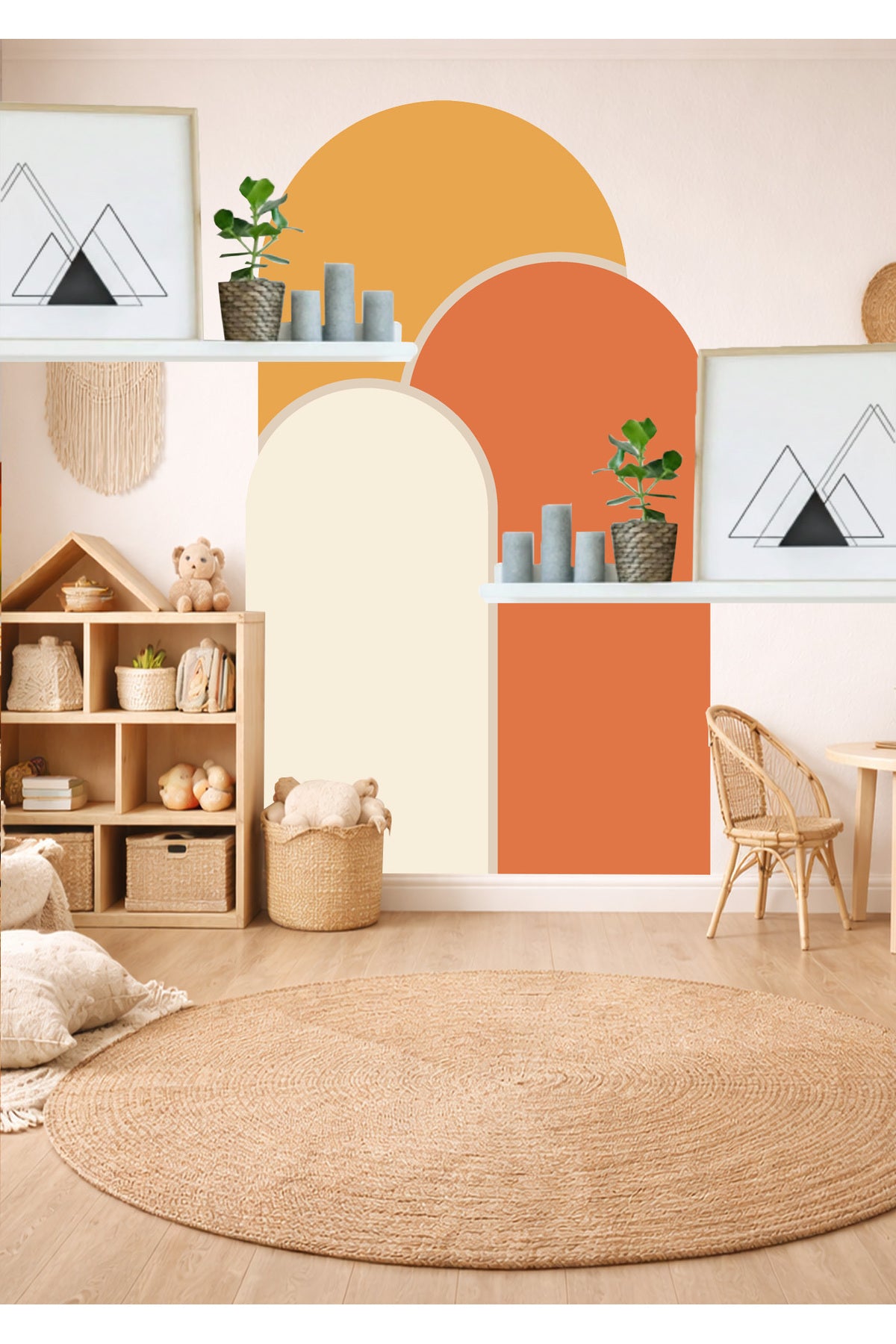 Boho Oval Kemer Çizgili 3’lü Duvar Sticker Seti - Renk-6