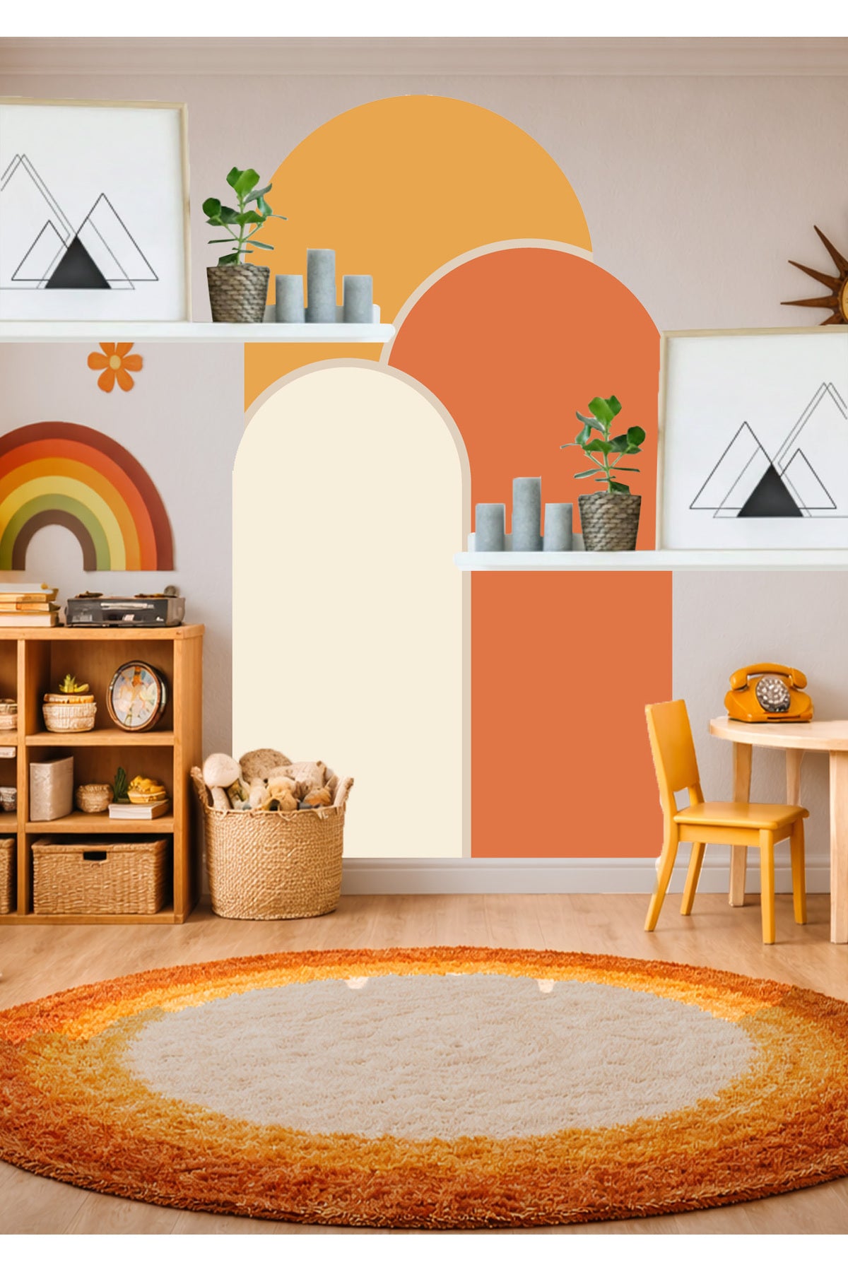 Boho Oval Kemer Çizgili 3’lü Duvar Sticker Seti - Renk-6