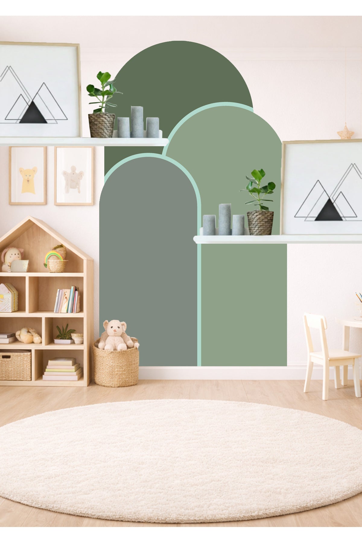 Boho Oval Kemer Çizgili 3’lü Duvar Sticker Seti - Renk-7