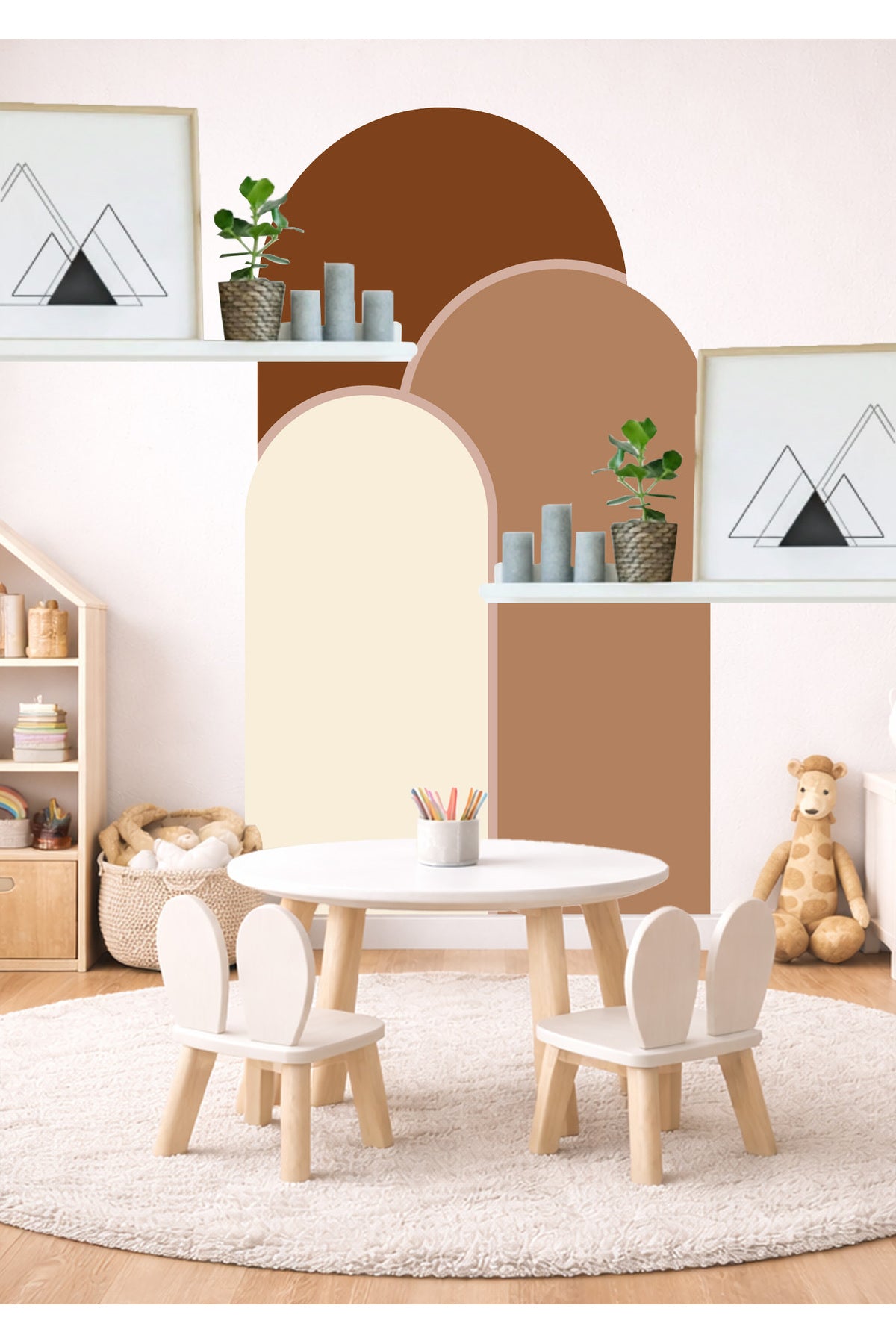 Boho Oval Kemer Çizgili 3’lü Duvar Sticker Seti - Renk-8