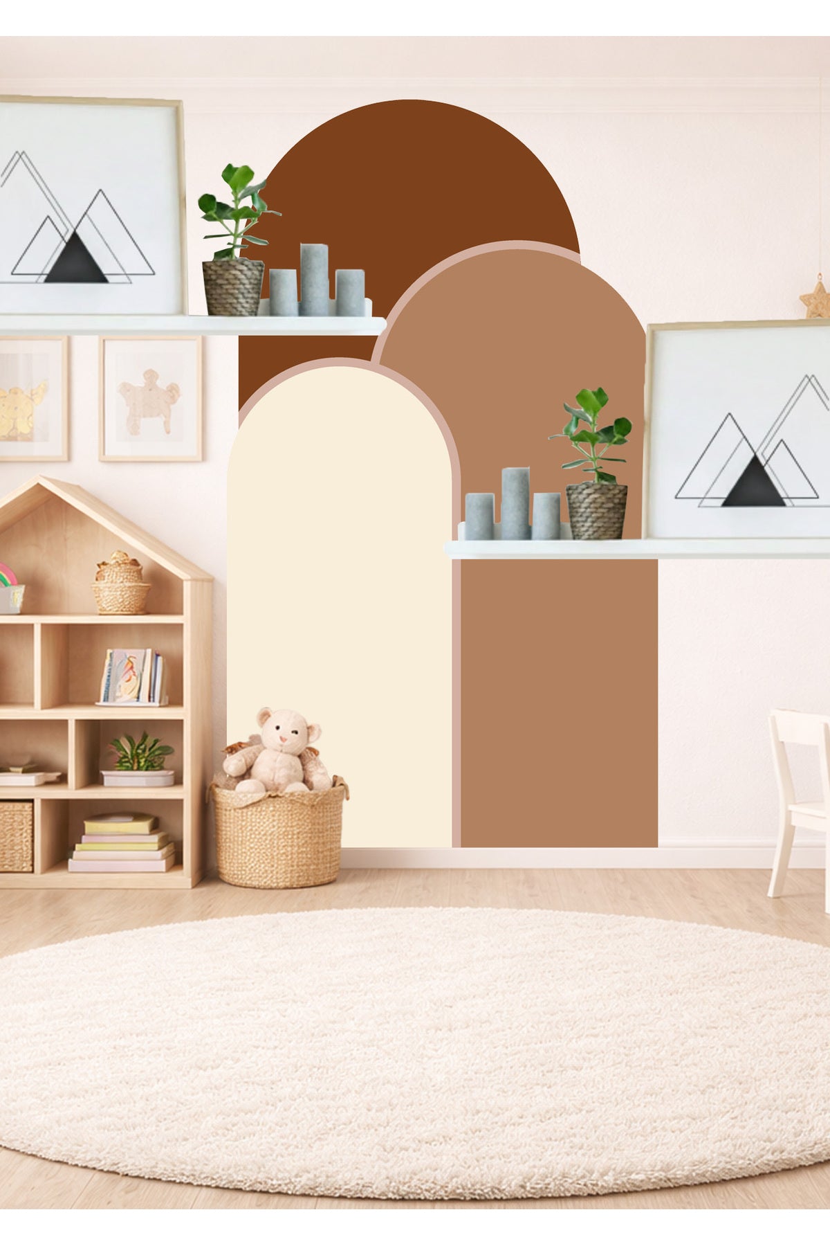 Boho Oval Kemer Çizgili 3’lü Duvar Sticker Seti - Renk-8