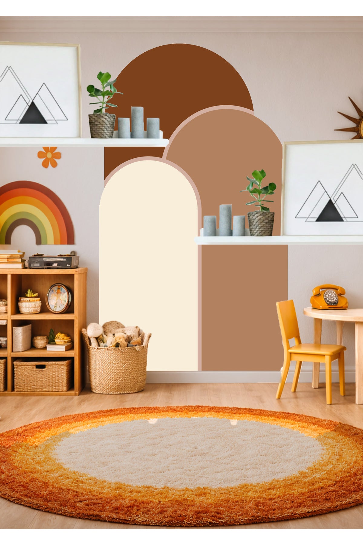 Boho Oval Kemer Çizgili 3’lü Duvar Sticker Seti - Renk-8