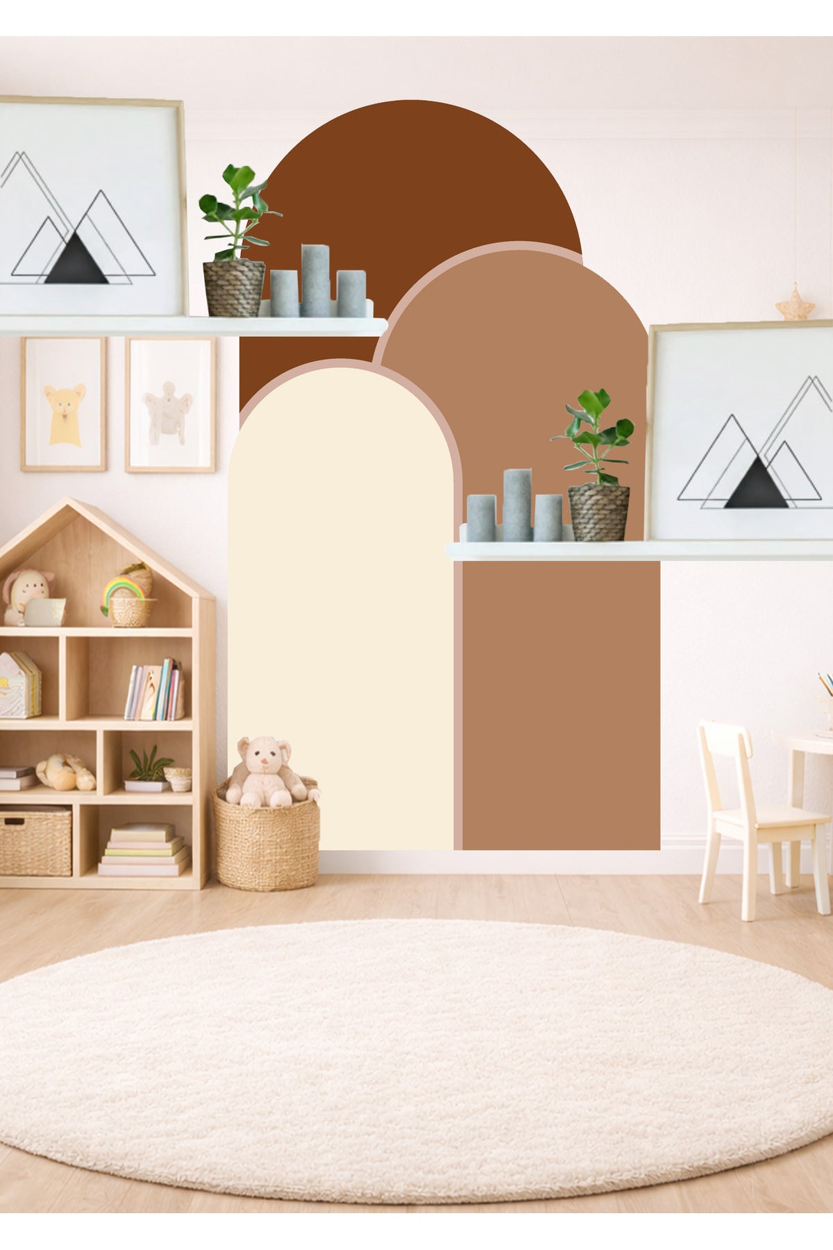 Boho Oval Kemer Çizgili 3’lü Duvar Sticker Seti - Renk-8