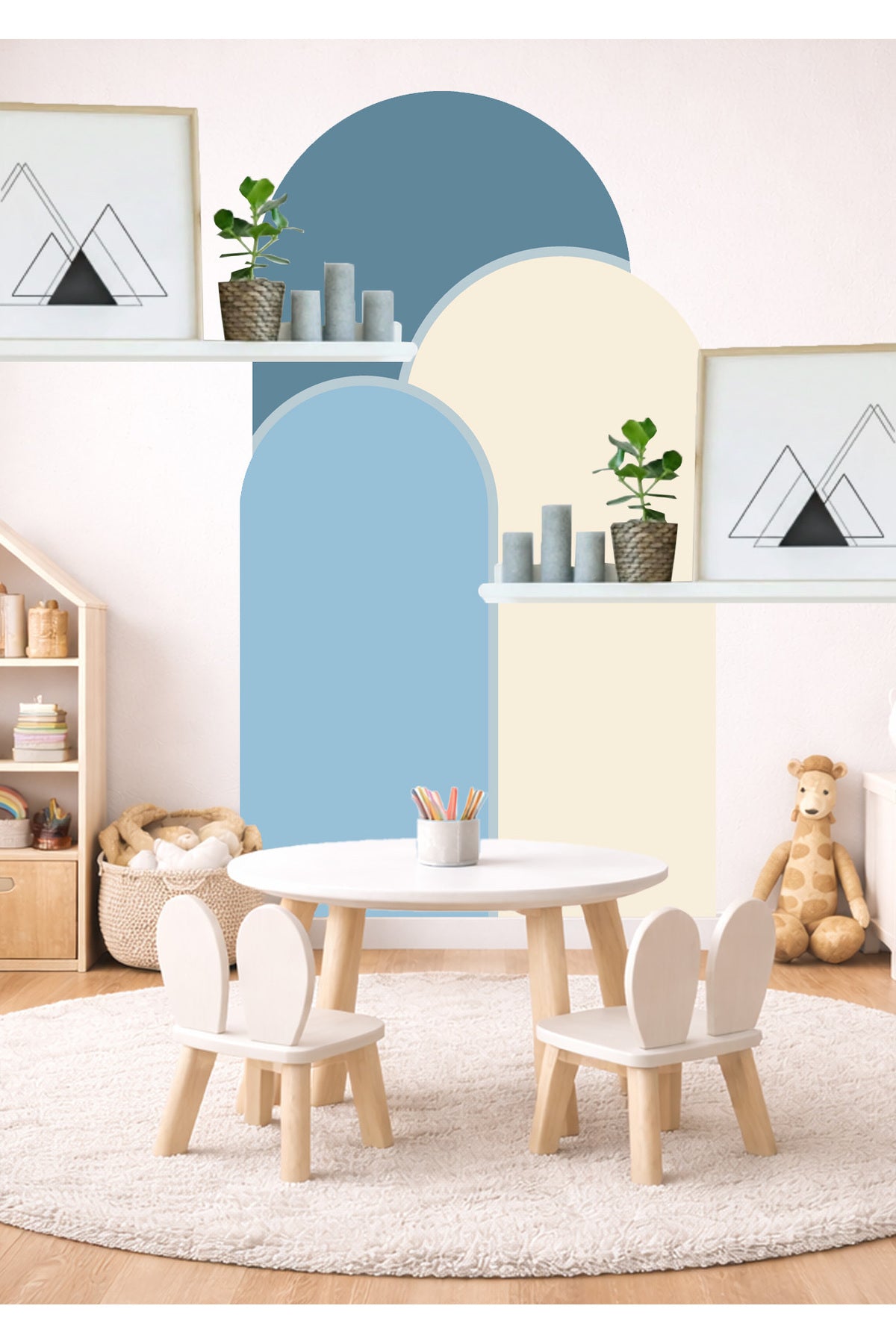 Boho Oval Kemer Çizgili 3’lü Duvar Sticker Seti - Renk-9