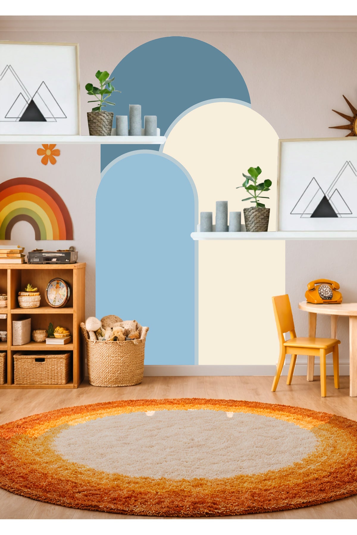 Boho Oval Kemer Çizgili 3’lü Duvar Sticker Seti - Renk-9