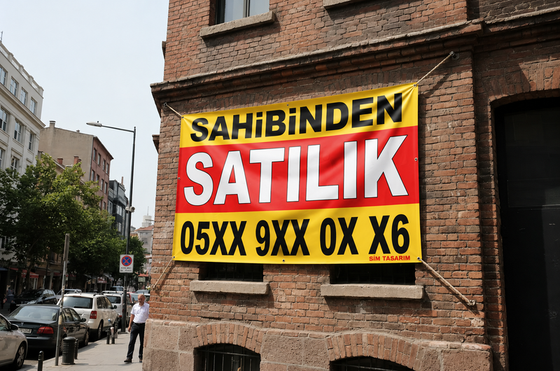 Sim Tasarım İstenilen Ölçüde Sahibinden Satılık / Kiralık  Branda - Afiş- Pankart