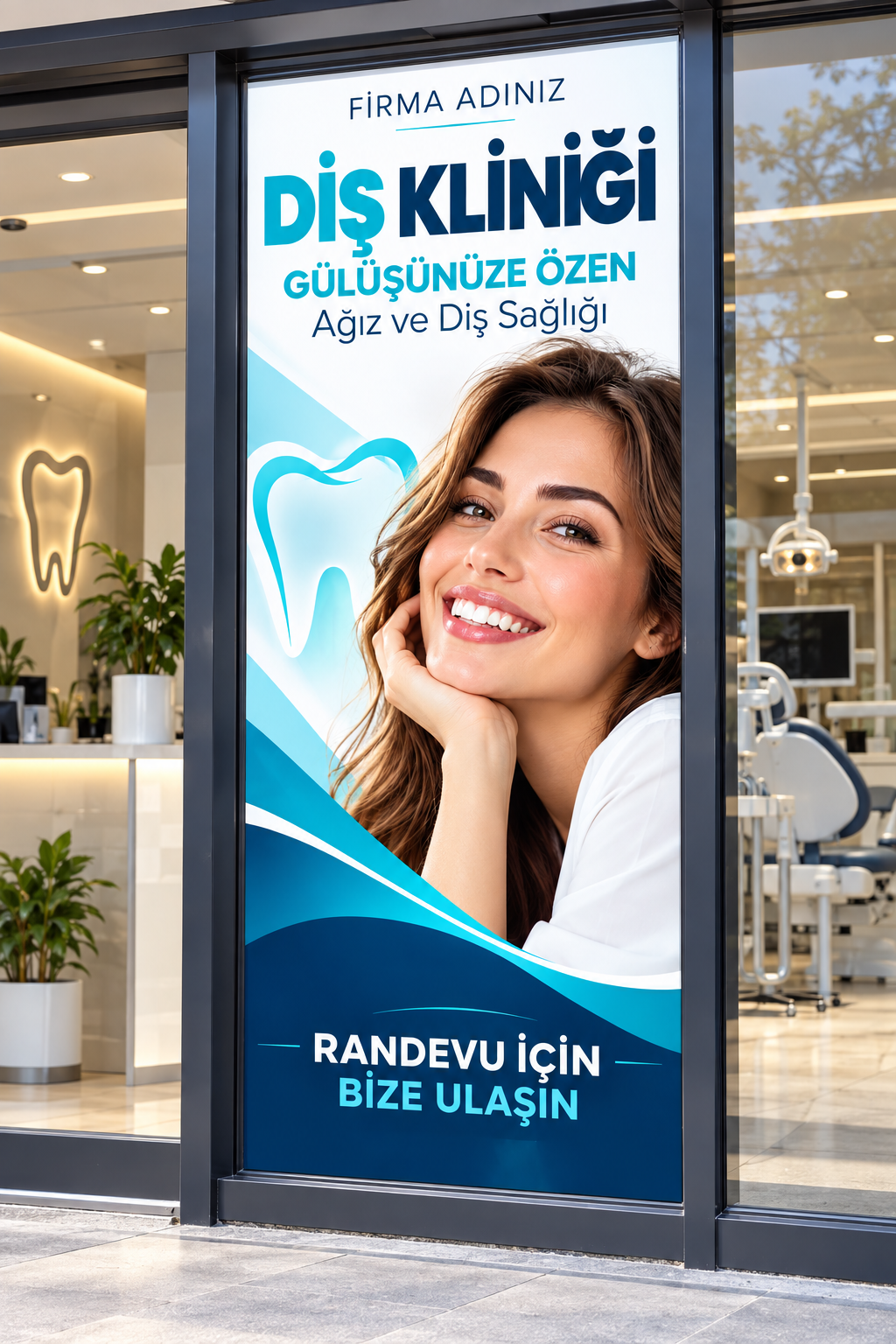 Diş Kliniği Folyo Baskı uygulama mockup