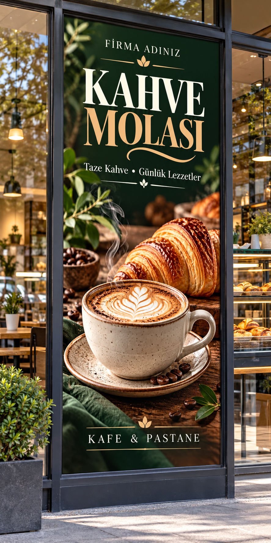 Kafe ve Pastane Folyo Baskı uygulama mockup