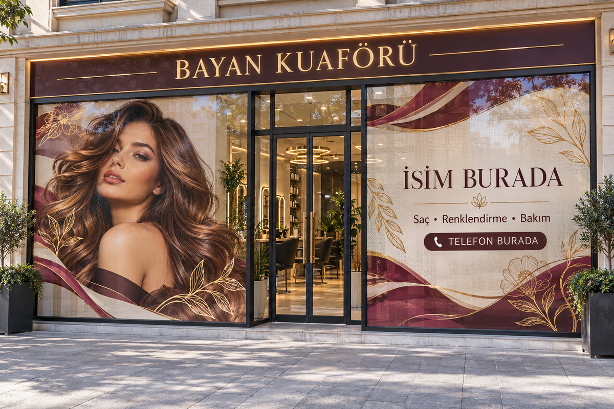 İnci Zarafet Bayan Kuaför Onewayvision Baskı geniş cephe mockup