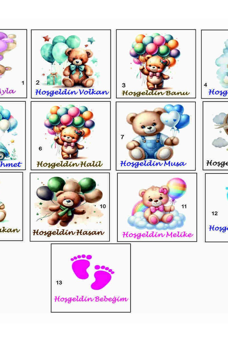 İsme Özel Doğum Günü  Hoşgeldin Bebek Etiketi 3cm 
