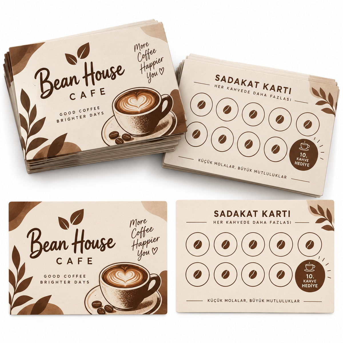 KT-1002 Kafe Sadakat Damga Kartı düz tasarım