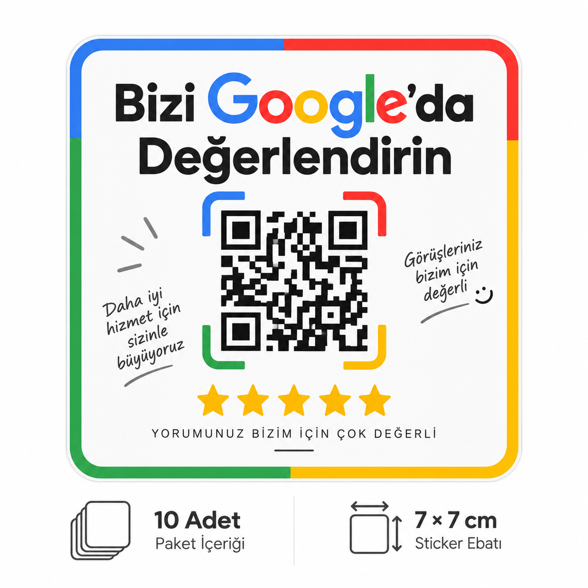 QR-1001 Google Yorum QR Sticker düz tasarım