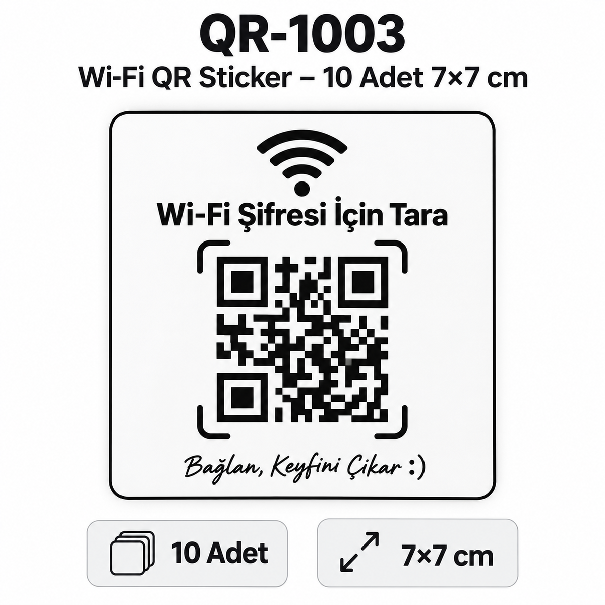 QR-1003 Wi-Fi QR Sticker düz tasarım