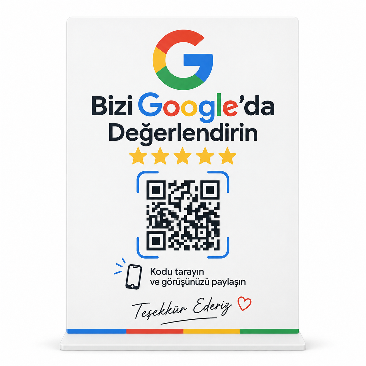QR-1005 Bizi Google'da Değerlendirin Masa Kartı düz tasarım