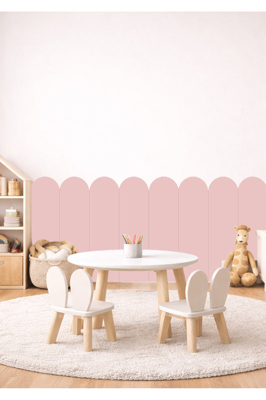 Oval Kavisli Çizgili Duvar Kaplama Panel Folyosu Sticker Seti - Renk-1