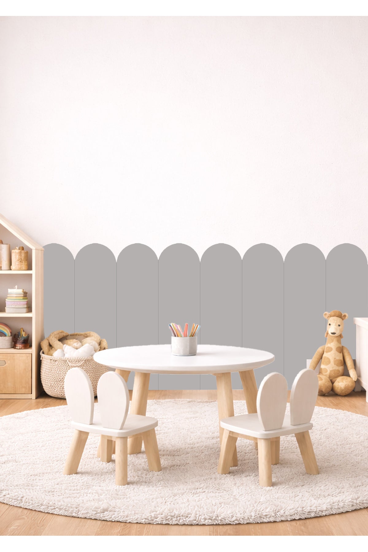 Oval Kavisli Çizgili Duvar Kaplama Panel Folyosu Sticker Seti - Renk-5