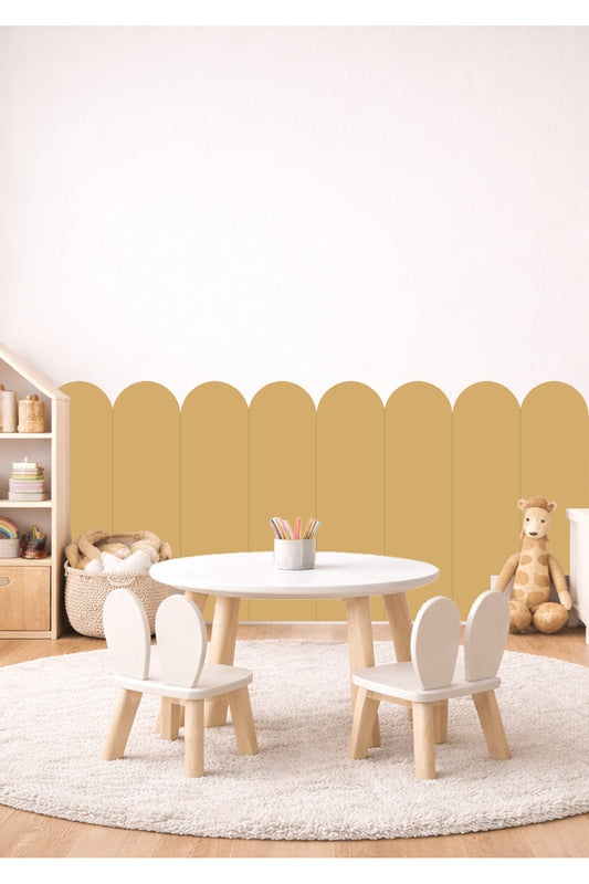 Oval Kavisli Çizgili Duvar Kaplama Panel Folyosu Sticker Seti - Renk-9