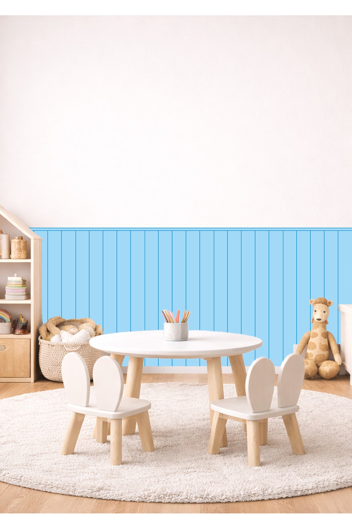Çizgili Duvar Panel Kaplama Folyosu Dekoratif Çizgili Duvar Kaplama Folyosu Sticker Seti - Renk-9