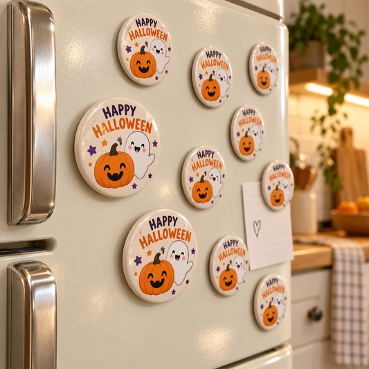 Happy Halloween fridge magnet, 58 mm, design mockup