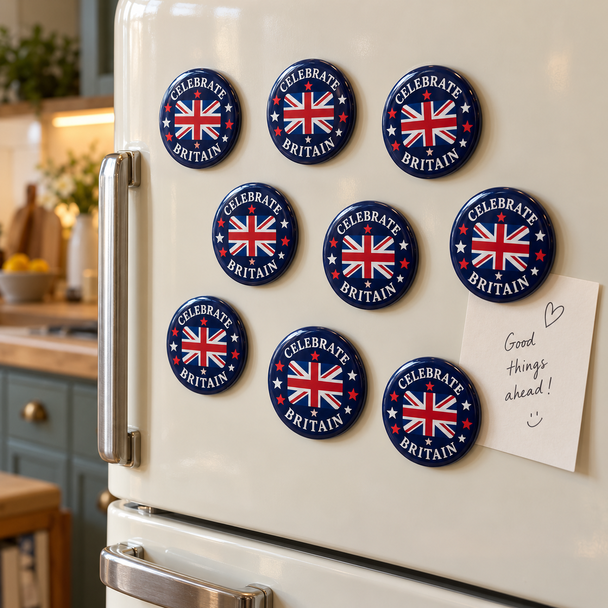 Celebrate Britain fridge magnet, 58 mm, design mockup
