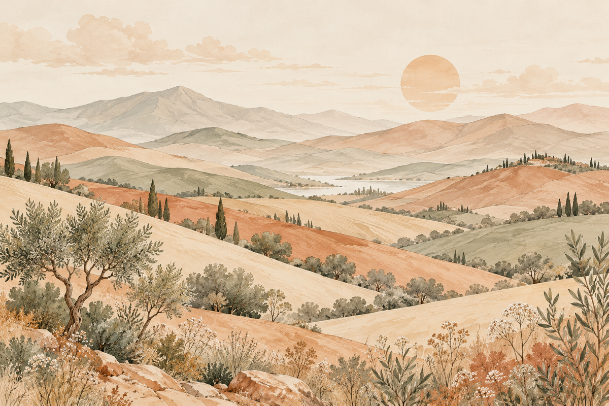 Boho Beige Hills Wallpaper — flat artwork