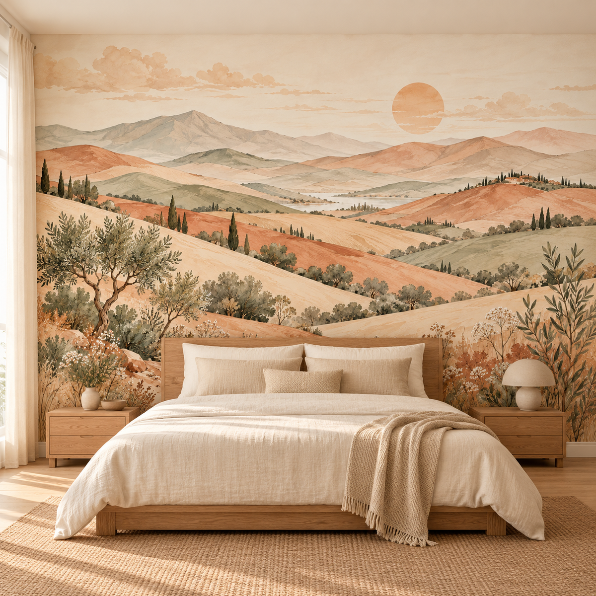 Boho Beige Hills Wallpaper — room visualisation