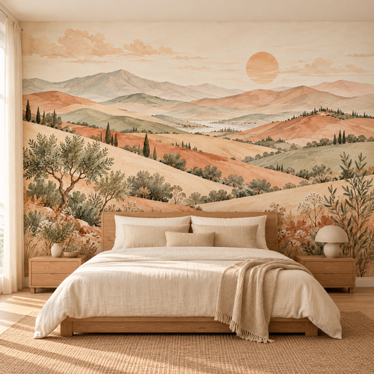 Boho Beige Hills Wallpaper — room visualisation
