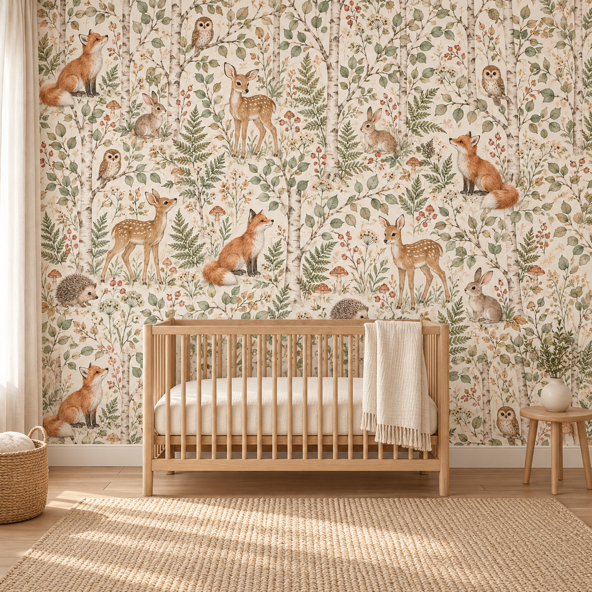 Woodland Animal Friends Wallpaper — room visualisation