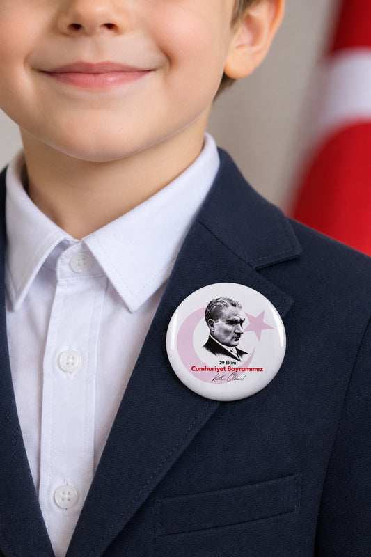 29 Ekim Cumhuriyet Bayramı Atatürk Rozet 10 adet (5.8 cm)