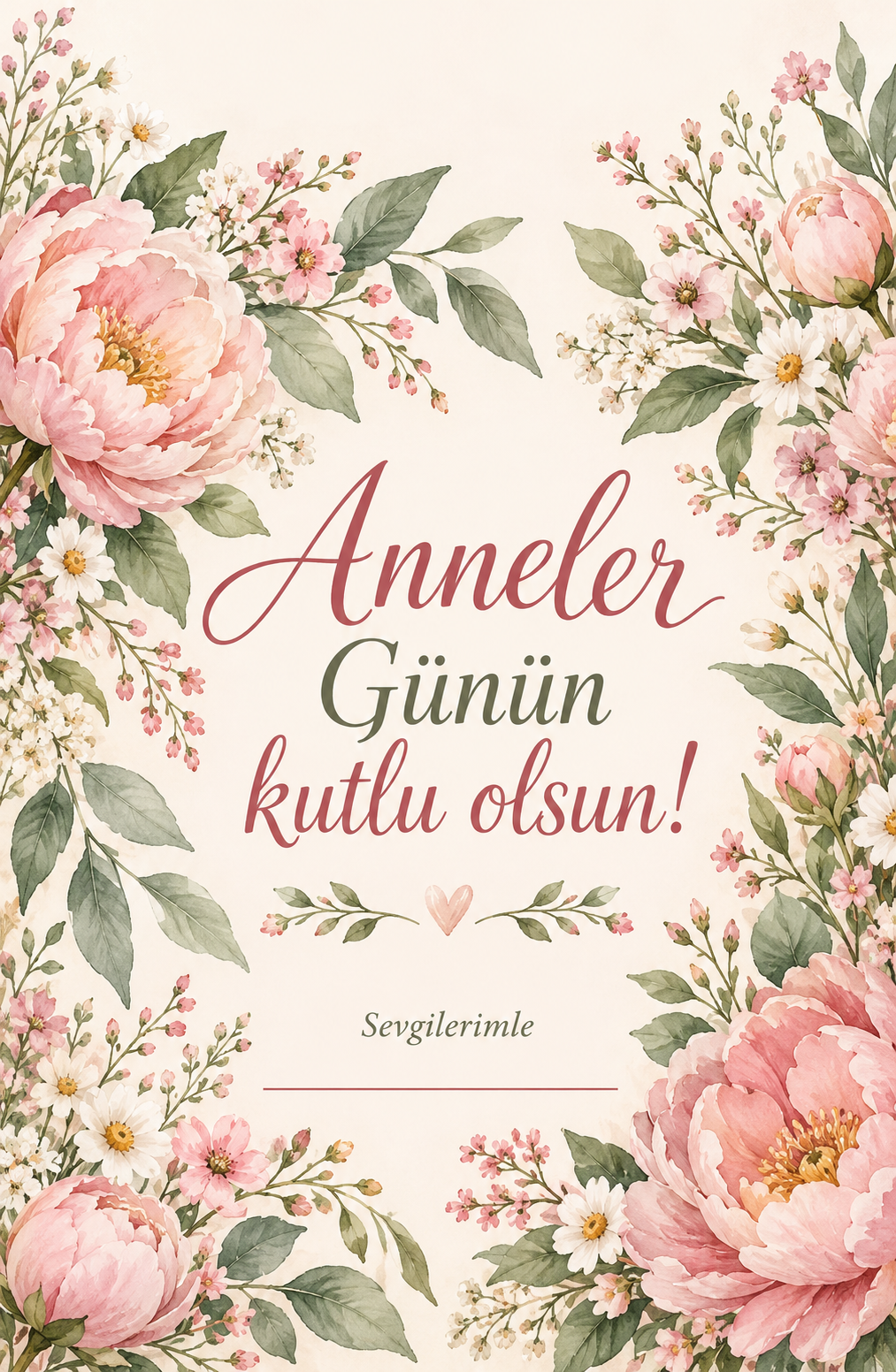 Çiçek Bahçesi Anneler Günü karton hediye etiketi baskı tasarımı