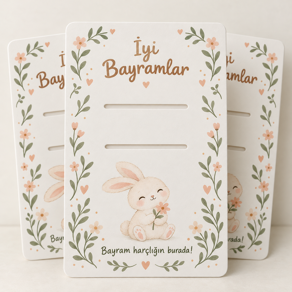 Sevimli Tavşan Bayram harçlık kartı 10×15 cm, 10’lu paket