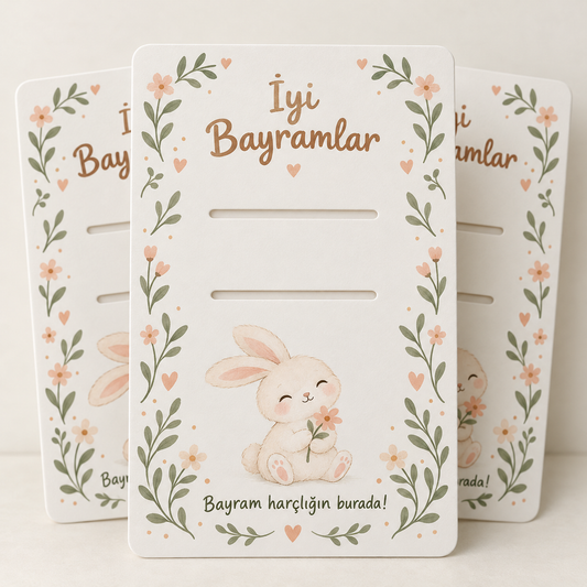 Sevimli Tavşan Bayram harçlık kartı 10×15 cm, 10’lu paket